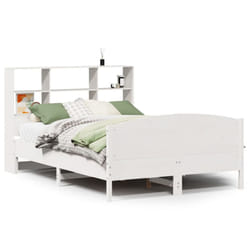 vidaXL Bookcase Bed without Mattress Bed Base White 140x190cm Solid Wood Pine
