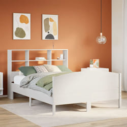 vidaXL Bookcase Bed without Mattress White 120x190 cm Small Double Solid Wood Pine