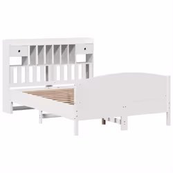 vidaXL Bookcase Bed without Mattress Bed Base White King Size Solid Wood Pine - Additional view 2