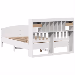 vidaXL Bookcase Bed without Mattress Bed Base White King Size Solid Wood Pine - Additional view 5