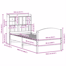 vidaXL Bookcase Bed without Mattress Home Bed Base 100x200cm Solid Wood Pine - Additional view 3