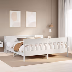 vidaXL Bookcase Bed without Mattress Bed White Super King Solid Wood Pine