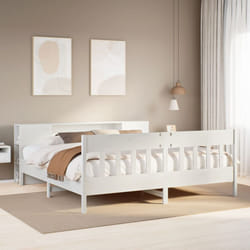 vidaXL Bookcase Bed without Mattress Bed White Super King Solid Wood Pine
