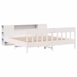 vidaXL Bookcase Bed without Mattress Bed White Super King Solid Wood Pine