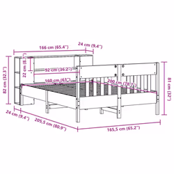 vidaXL Bookcase Bed without Mattress Bed Base White 160x200cm Solid Wood Pine - Additional view 3