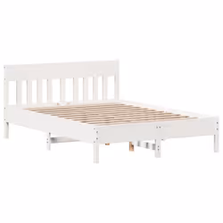 vidaXL Bookcase Bed without Mattress Bed Base White 160x200cm Solid Wood Pine - Additional view 7