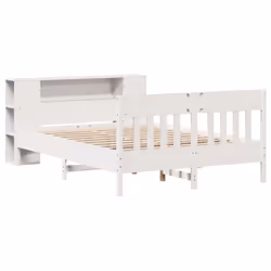 vidaXL Bookcase Bed without Mattress Bed Base White King Size Solid Wood Pine - Additional view 2
