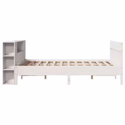 vidaXL Bookcase Bed without Mattress Bed Base White King Size Solid Wood Pine - Additional view 4