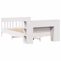 vidaXL Bookcase Bed without Mattress Bed Base White King Size Solid Wood Pine - Additional view 5