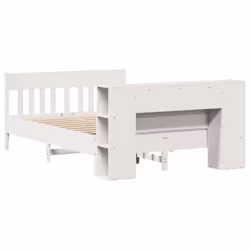 vidaXL Bookcase Bed without Mattress Bed Base White 140x190cm Solid Wood Pine - Additional view 5