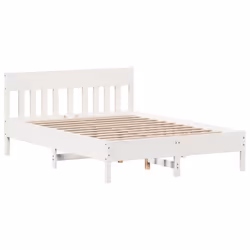 vidaXL Bookcase Bed without Mattress Bed Base White 140x190cm Solid Wood Pine - Additional view 7