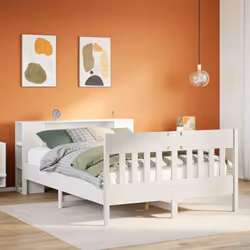 vidaXL Bookcase Bed without Mattress White 135x190 cm Double Solid Wood Pine