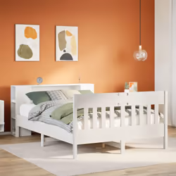 vidaXL Bookcase Bed without Mattress White 120x190 cm Small Double Solid Wood Pine