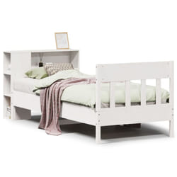vidaXL Bookcase Bed without Mattress Bed Base White 100x200cm Solid Wood Pine