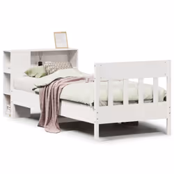 vidaXL Bookcase Bed without Mattress Bed White Small Single Solid Wood Pine