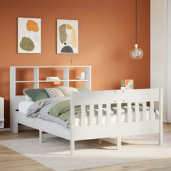 vidaXL Bed Frame without Mattress White 120x190 cm Small Double Solid Wood Pine