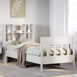 vidaXL Bed Frame without Mattress White 90x190 cm Single Solid Wood Pine