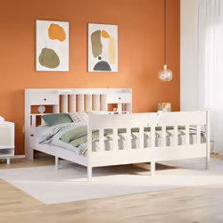 vidaXL Bed Frame without Mattress White 180x200 cm Super King Solid Wood Pine