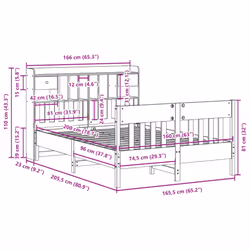 vidaXL Bed Frame without Mattress Bed Base White 160x200 cm Solid Wood Pine - Additional view 10