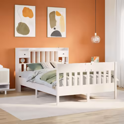 vidaXL Bed Frame without Mattress White 150x200 cm King Size Solid Wood Pine