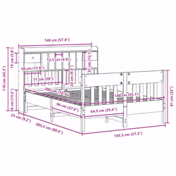 vidaXL Bed Frame without Mattress Bed Base White 140x200 cm Solid Wood Pine - Additional view 10