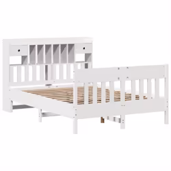 vidaXL Bed Frame without Mattress Bed Base White 140x200 cm Solid Wood Pine - Additional view 2
