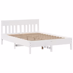 vidaXL Bed Frame without Mattress Bed Base White 140x200 cm Solid Wood Pine - Additional view 4