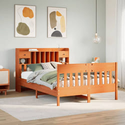vidaXL Bed Frame without Mattress Bed Wax Brown 140x200 cm Solid Wood Pine