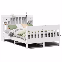 vidaXL Bed Frame without Mattress Bed Base White 140x190 cm Solid Wood Pine