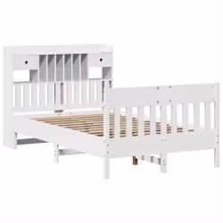vidaXL Bed Frame without Mattress Bed Base White 135x190 cm Solid Wood Pine