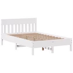 vidaXL Bed Frame without Mattress Bed Base White 135x190 cm Solid Wood Pine - Additional view 4