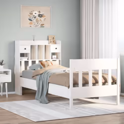 vidaXL Bed Frame without Mattress White 75x190 cm Small Single Solid Wood Pine