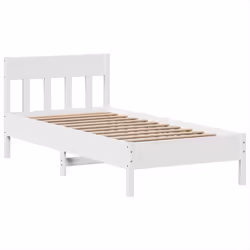 vidaXL Bed Frame without Mattress White 75x190 cm Small Single Solid Wood Pine - Additional view 4