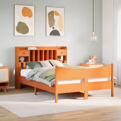 vidaXL Bed Frame without Mattress Bed Wax Brown 140x190 cm Solid Wood Pine