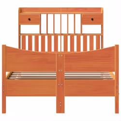 vidaXL Bed Frame without Mattress Wax Brown 135x190 cm Double Solid Wood Pine