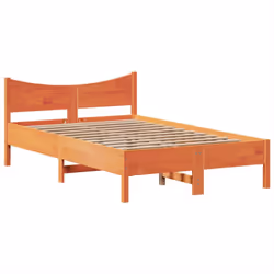 vidaXL Bed Frame without Mattress Wax Brown 135x190 cm Double Solid Wood Pine - Additional view 4
