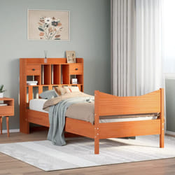 vidaXL Bed Frame without Mattress Wax Brown 90x190 cm Single Solid Wood Pine