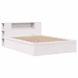 vidaXL Bed Frame without Mattress Bed Base Bedstead Solid Wood Pine - white, 140 x 200 cm