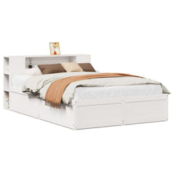 vidaXL Bed Frame without Mattress Bed Base Bedstead Solid Wood Pine - white, 120 x 200 cm