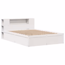 vidaXL Bed Frame without Mattress Bed Base Bedstead Solid Wood Pine - white, 120 x 200 cm