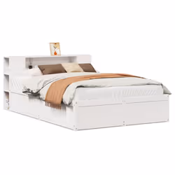 vidaXL Bed Frame without Mattress Bed Base Bedstead Solid Wood Pine - white, 140 x 190 cm