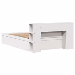 vidaXL Bed Frame without Mattress Bed Base Bedstead Solid Wood Pine - white, 140 x 190 cm - Additional view 6