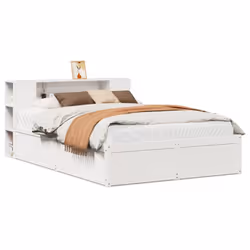 vidaXL Bed Frame without Mattress Bed Base Bedstead Solid Wood Pine - white, 120 x 190 cm