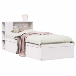 vidaXL Bed Frame without Mattress Bed Wax Solid Wood Pine - white, 100 x 200 cm