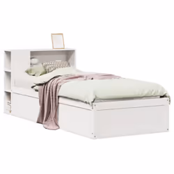 vidaXL Bed Frame without Mattress Bed Wax Solid Wood Pine - white, 90 x 190 cm