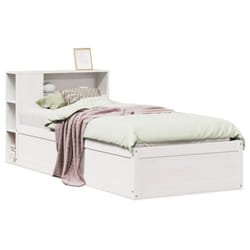 vidaXL Bed Frame without Mattress Bed Wax Solid Wood Pine - white, 90 x 190 cm