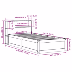 vidaXL Bed Frame without Mattress Bed Wax Solid Wood Pine - white, 90 x 190 cm