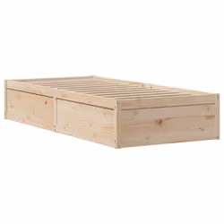 vidaXL Bed Frame without Mattress Bed Wax Solid Wood Pine - natural, 75 x 190 cm - Additional view 4