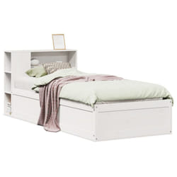 vidaXL Bed Frame without Mattress Bed Wax Solid Wood Pine - white, 75 x 190 cm