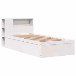 vidaXL Bed Frame without Mattress Bed Wax Solid Wood Pine - white, 75 x 190 cm - Additional view 2